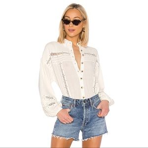 Free People Summer Stars Boho Crochet Trim Blouse